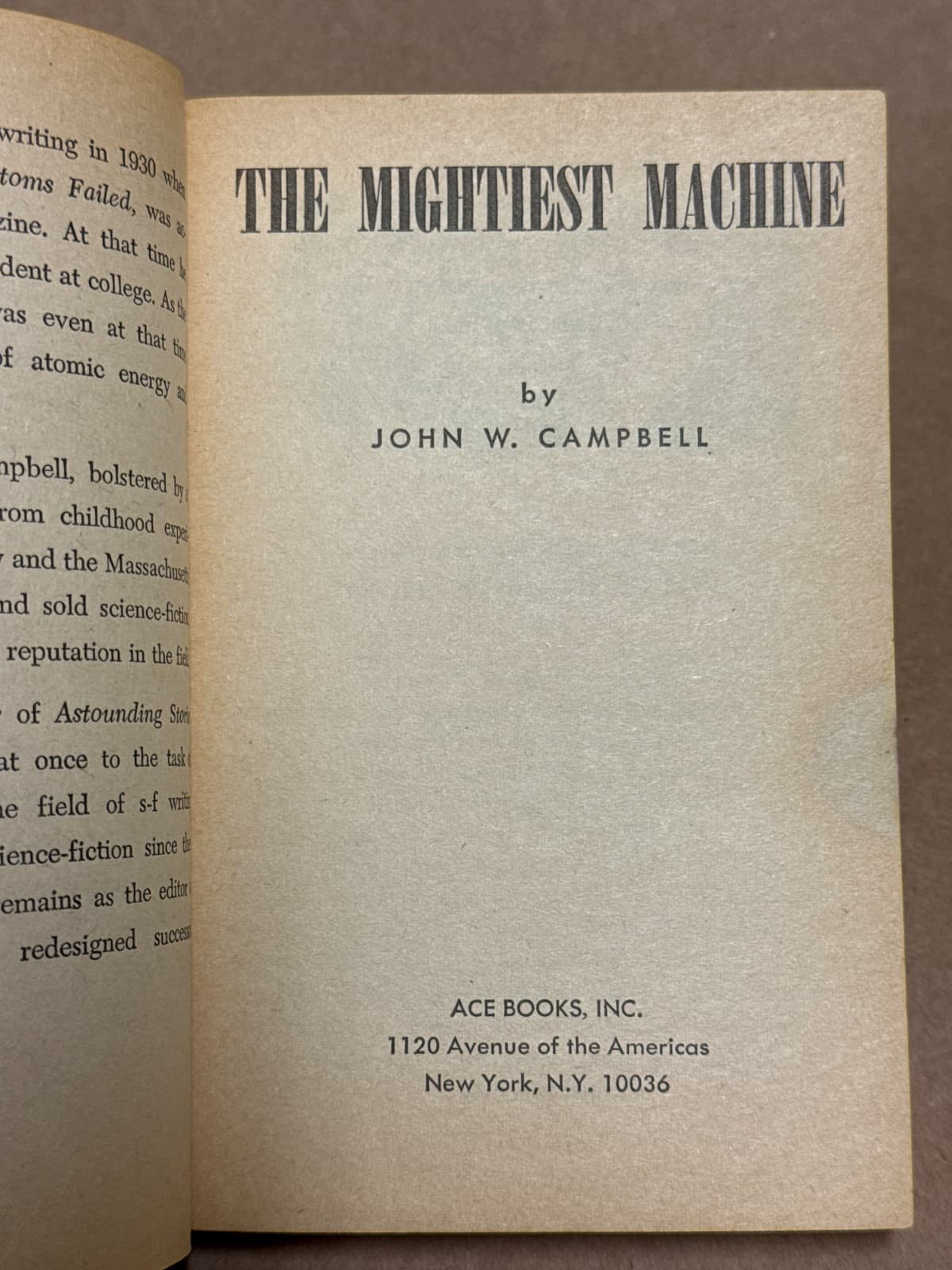 The Mightiest Machine by John W. Campbell - title page