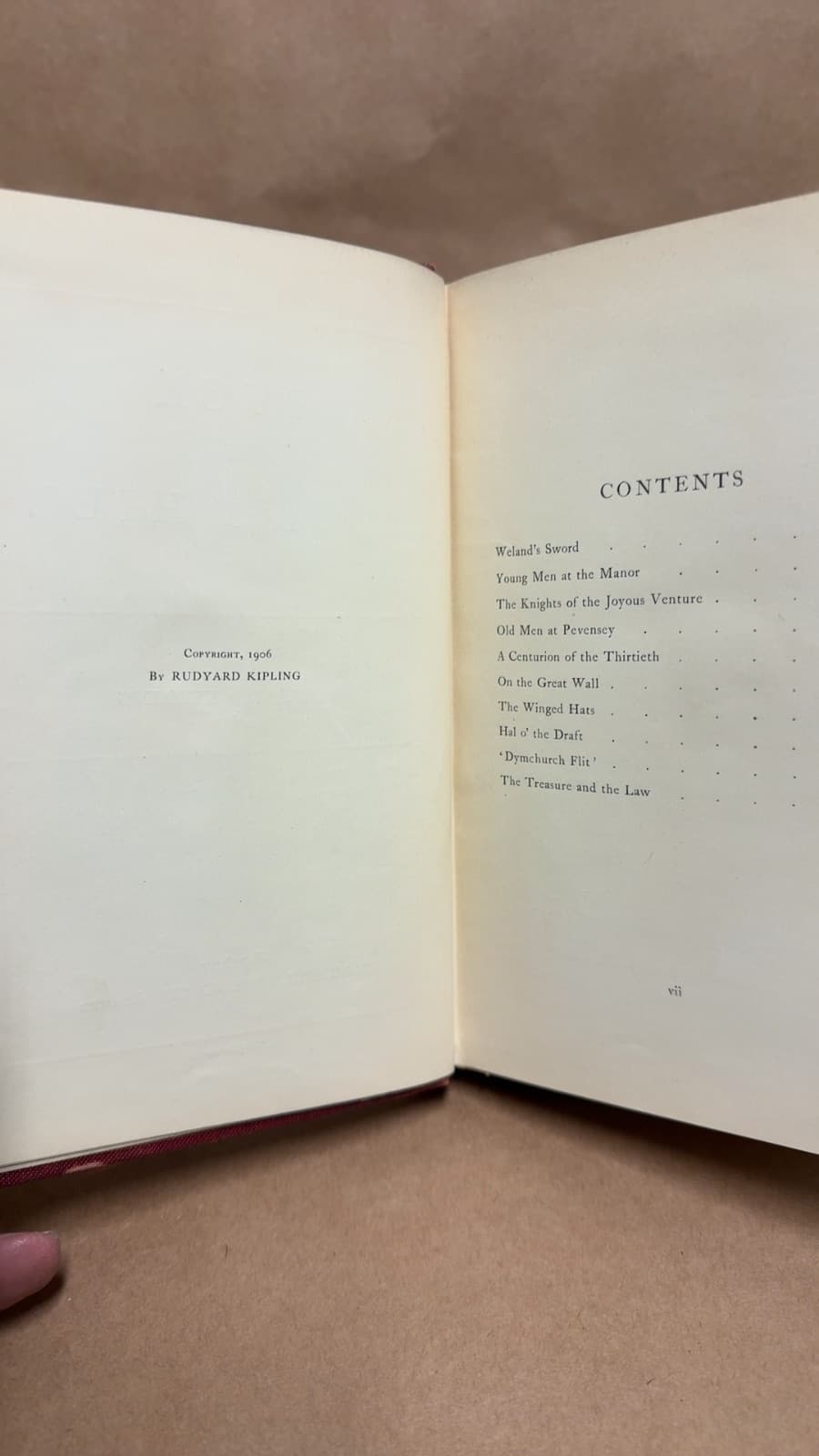 Puck of Pook's Hill by Rudyard Kipling - copyright page showing 1906 details