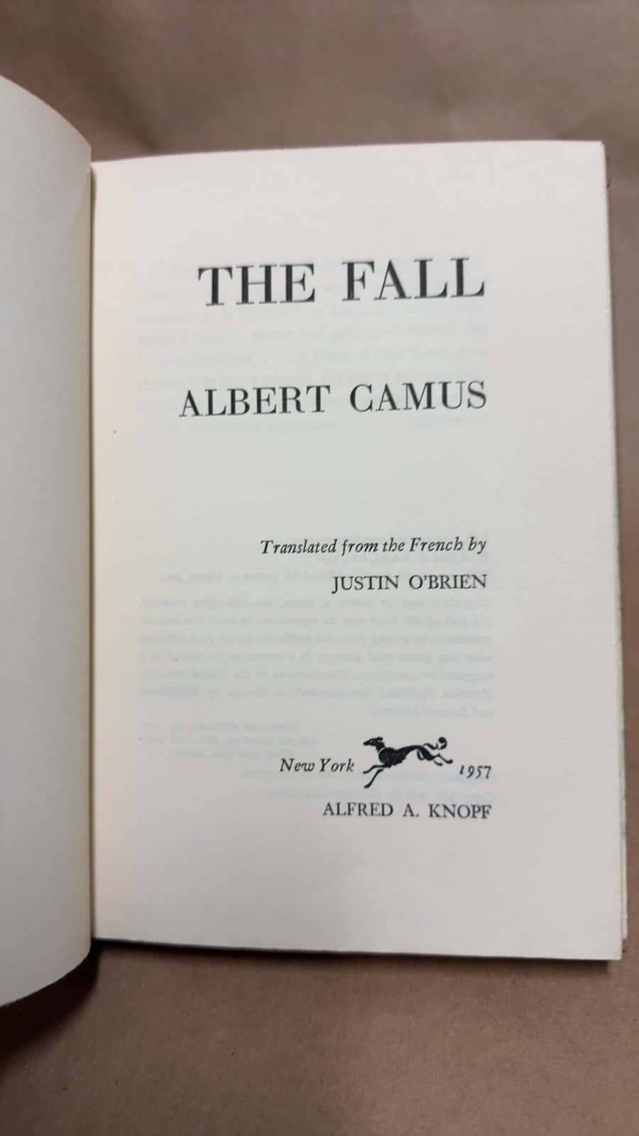 THE FALL by ALBERT CAMUS - additional view