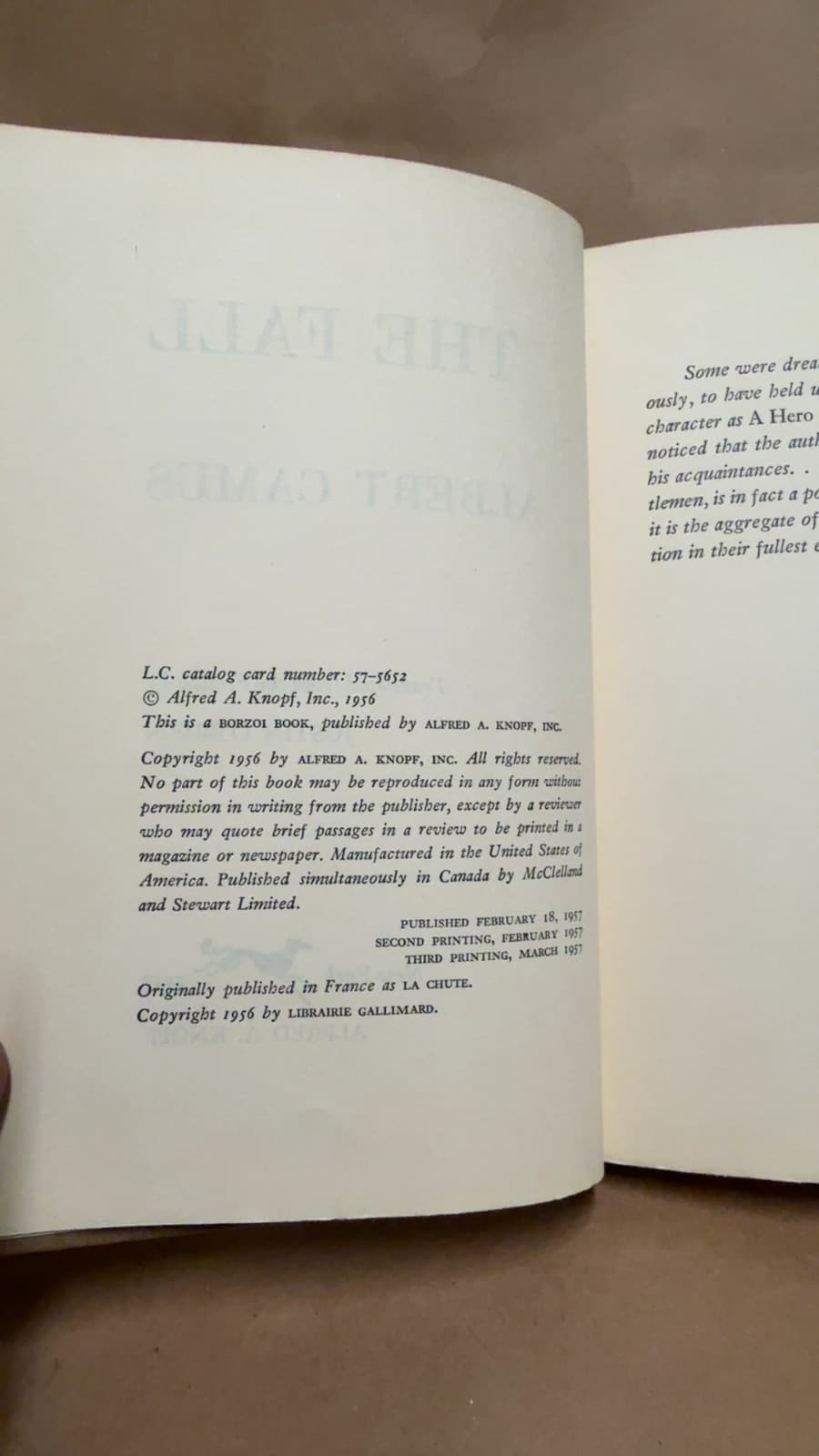 THE FALL by ALBERT CAMUS - title page
