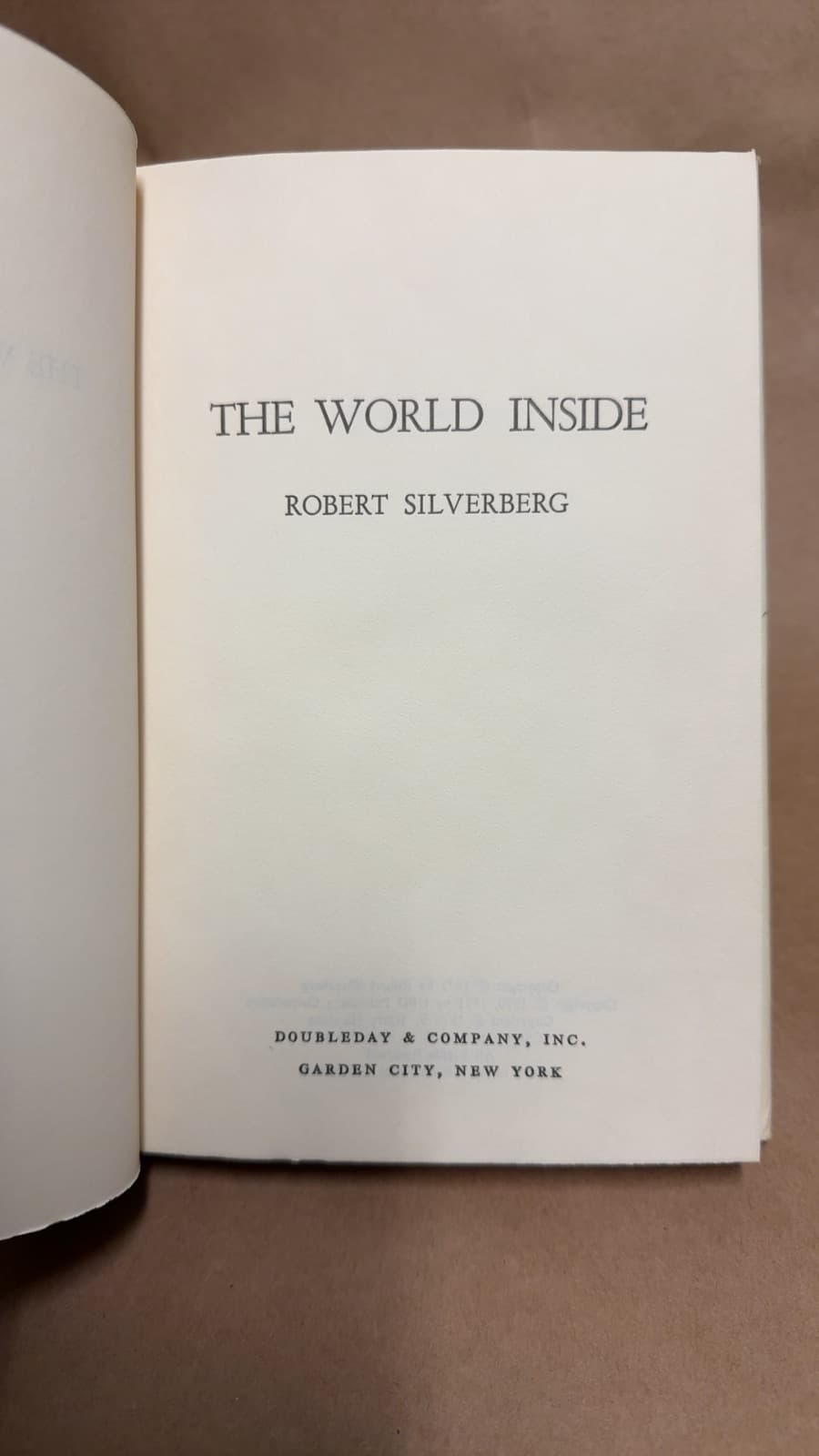 The World Inside by Robert Silverberg - title page