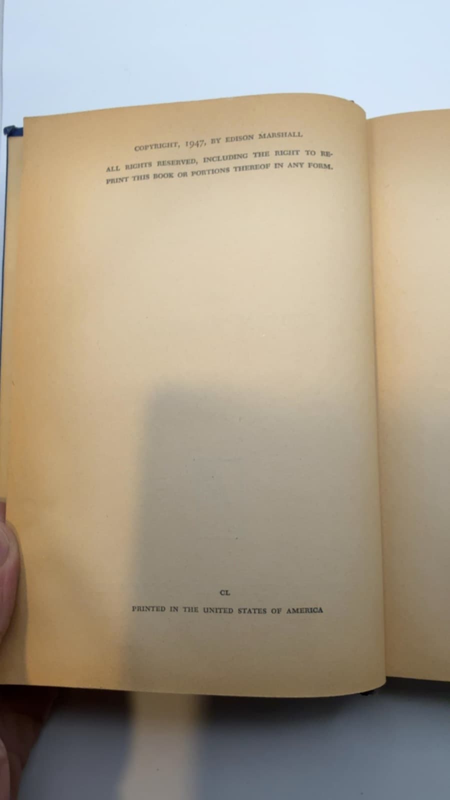 Yankee Pasha: The Adventures of Jason Starbuck by Edison Marshall - copyright page showing 1948 details