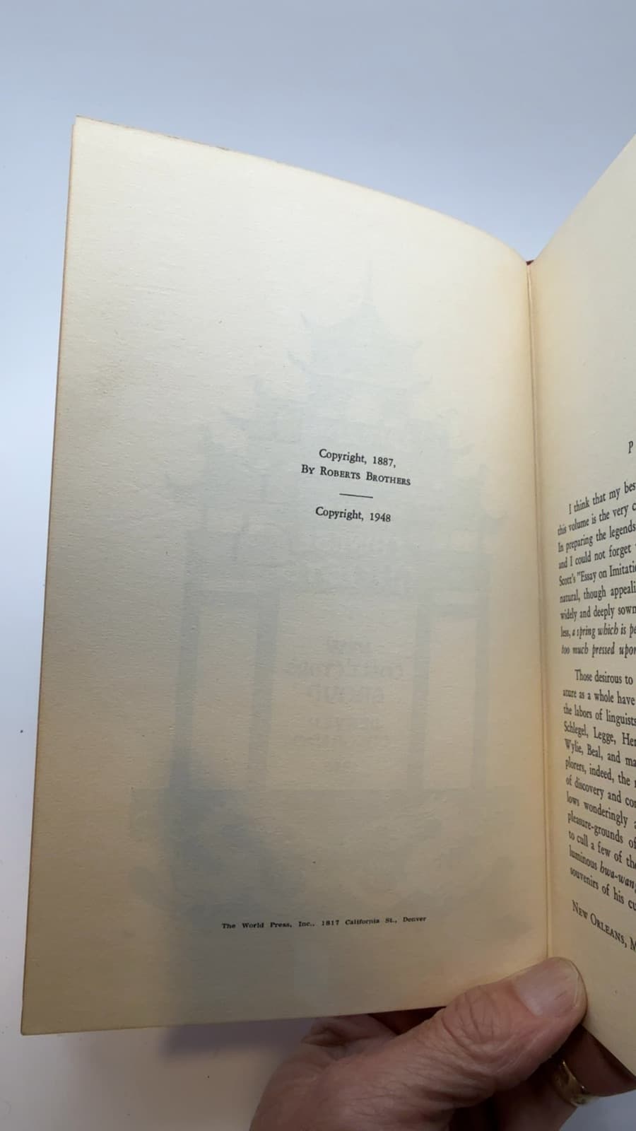 Some Chinese Ghosts by Lafcadio Hearn - copyright page showing 1948 details