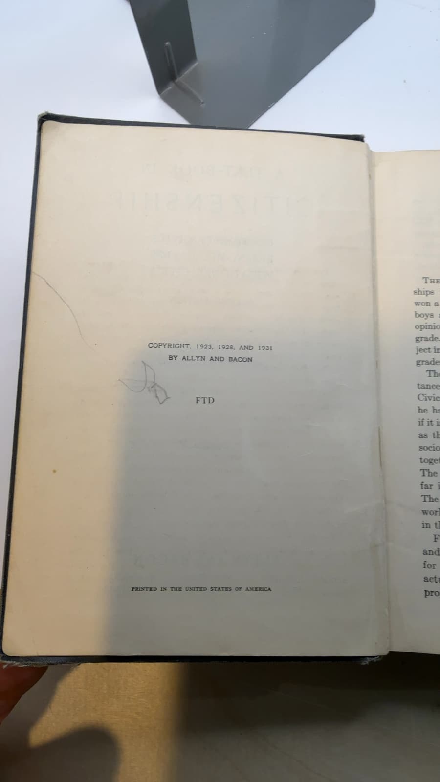 A text-book in citizenship;: Community civics, economic civics, vocational civics, [Hardcover] Hughes, R.O. - copyright page showing publication details