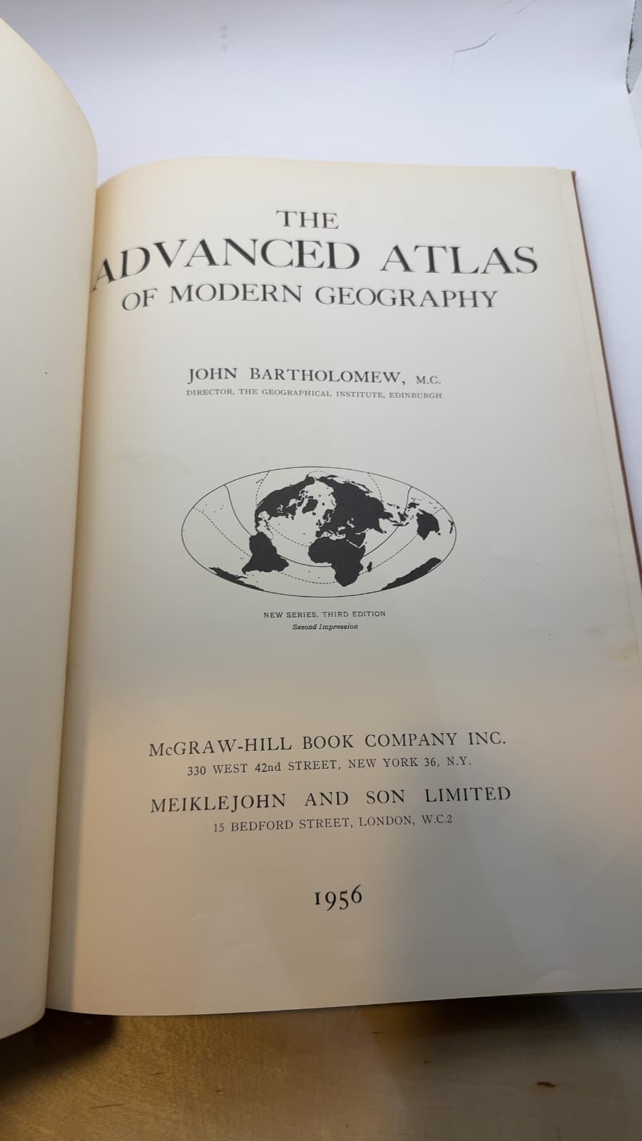 The Advanced Atlas of Modern Geography by John Bartholomew, M.C. - title page