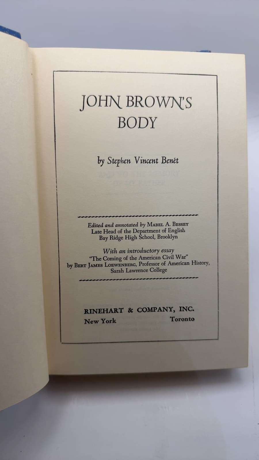 John Brown's Body by Stephen Vincent Benét - title page