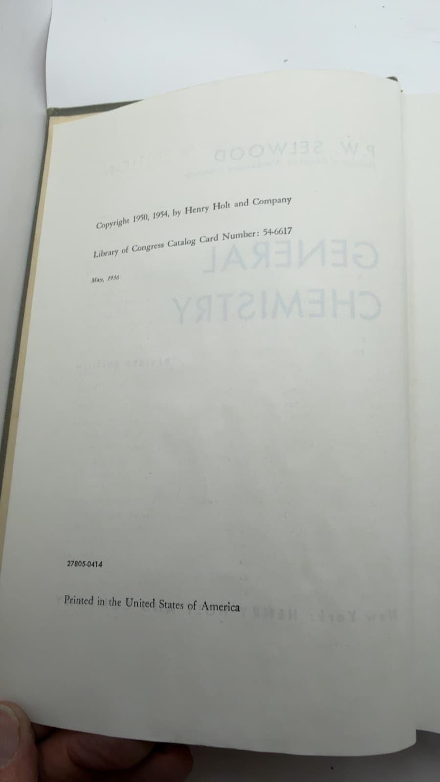 General Chemistry by P. W. Selwood - title page