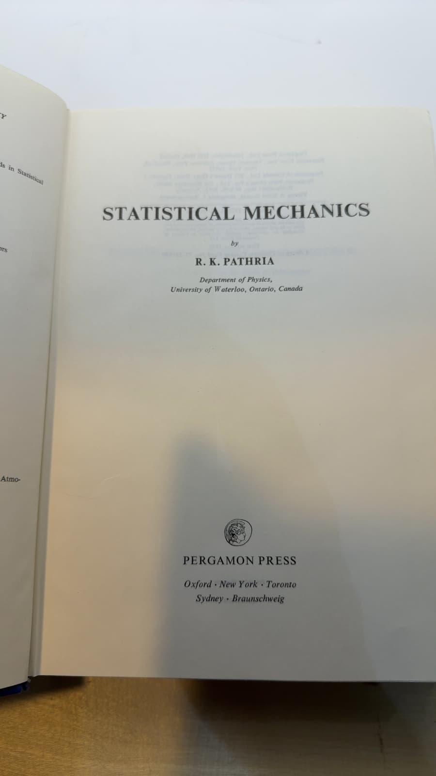 Statistical Mechanics by R. K. Pathria - title page