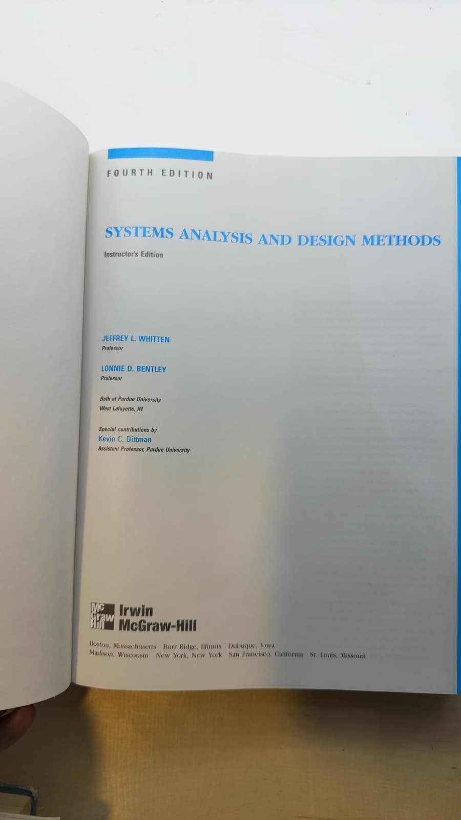 Systems Analysis and Design Methods, Instructor's Edition by Jeffrey L. Whitten, Lonnie D. Bentley - title page