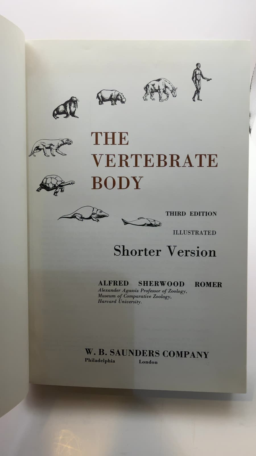 The Vertebrate Body: Shorter Version by Alfred Sherwood Romer - title page