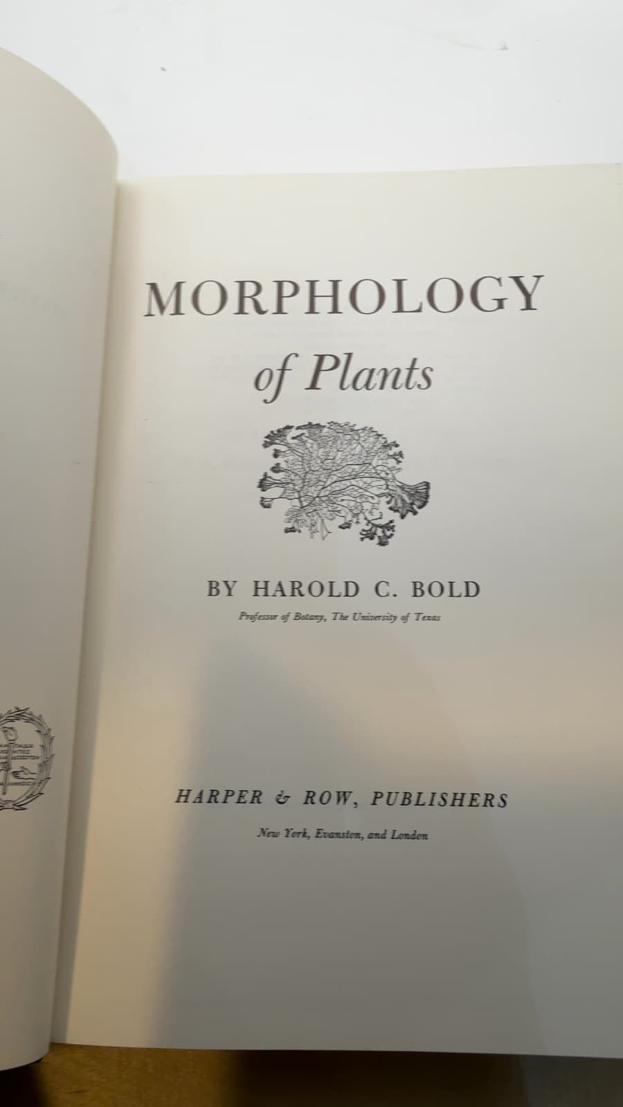 Morphology of Plants by Harold C. Bold - title page