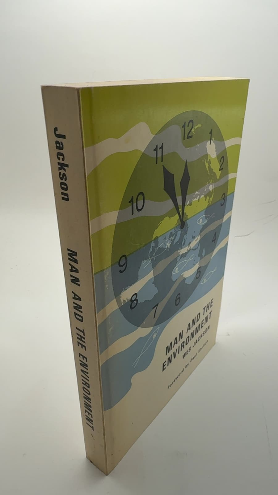 MAN AND THE Environment by Wes Jackson - quarter view showing binding condition