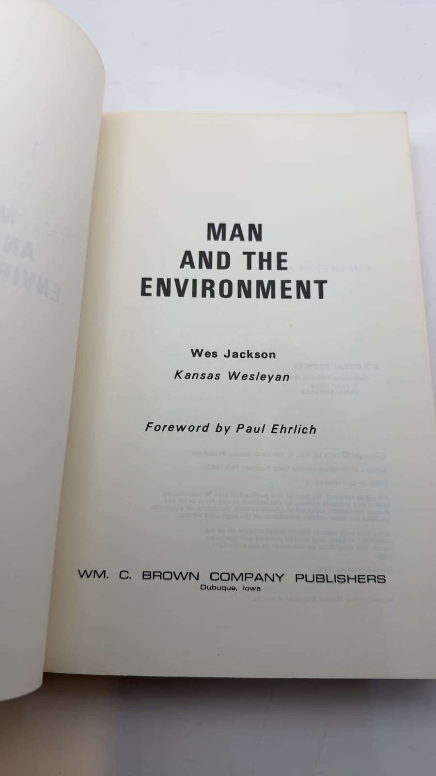 MAN AND THE Environment by Wes Jackson - title page