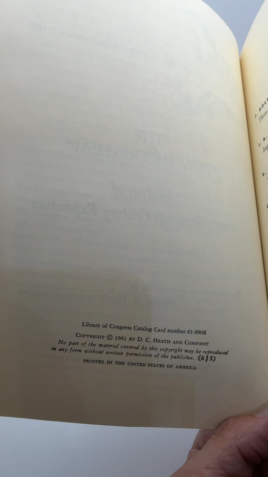 The "New Imperialism" Analysis of Late Nineteenth-Century Expansion by Harrison M. Wright - copyright page showing 1961 details