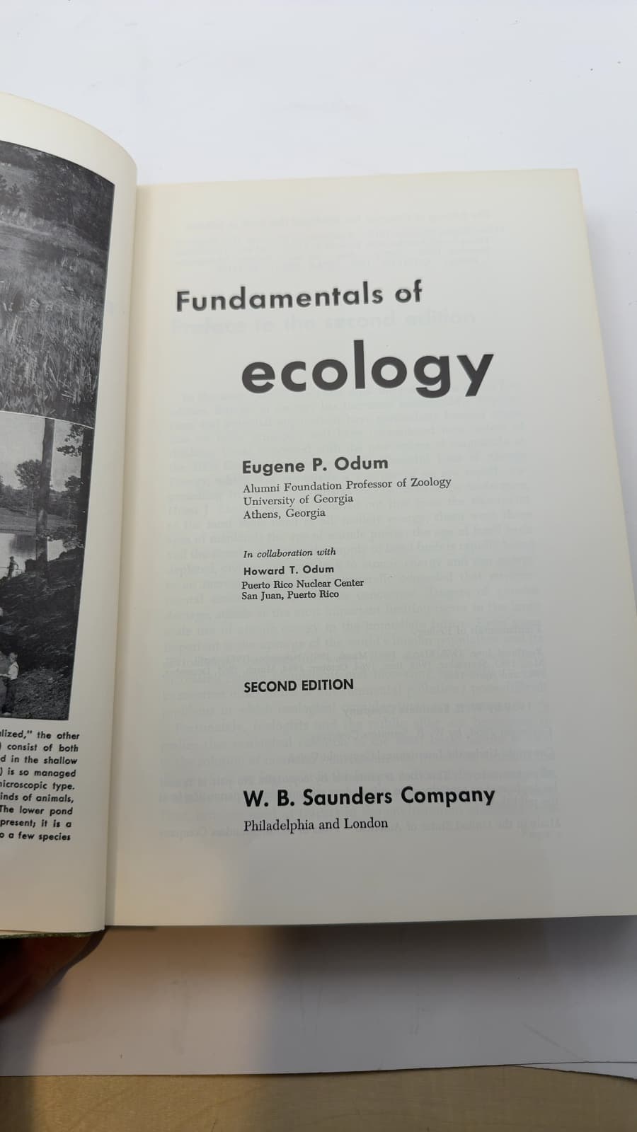 Fundamentals of Ecology by Eugene P. Odum in collaboration with Howard T. Odum - title page