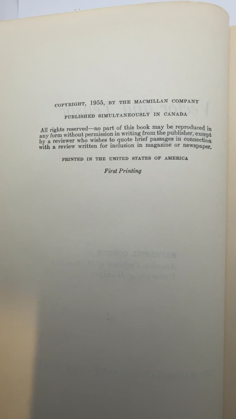 Vector and Tensor Analysis by Nathaniel Coburn - copyright page showing 1955 details