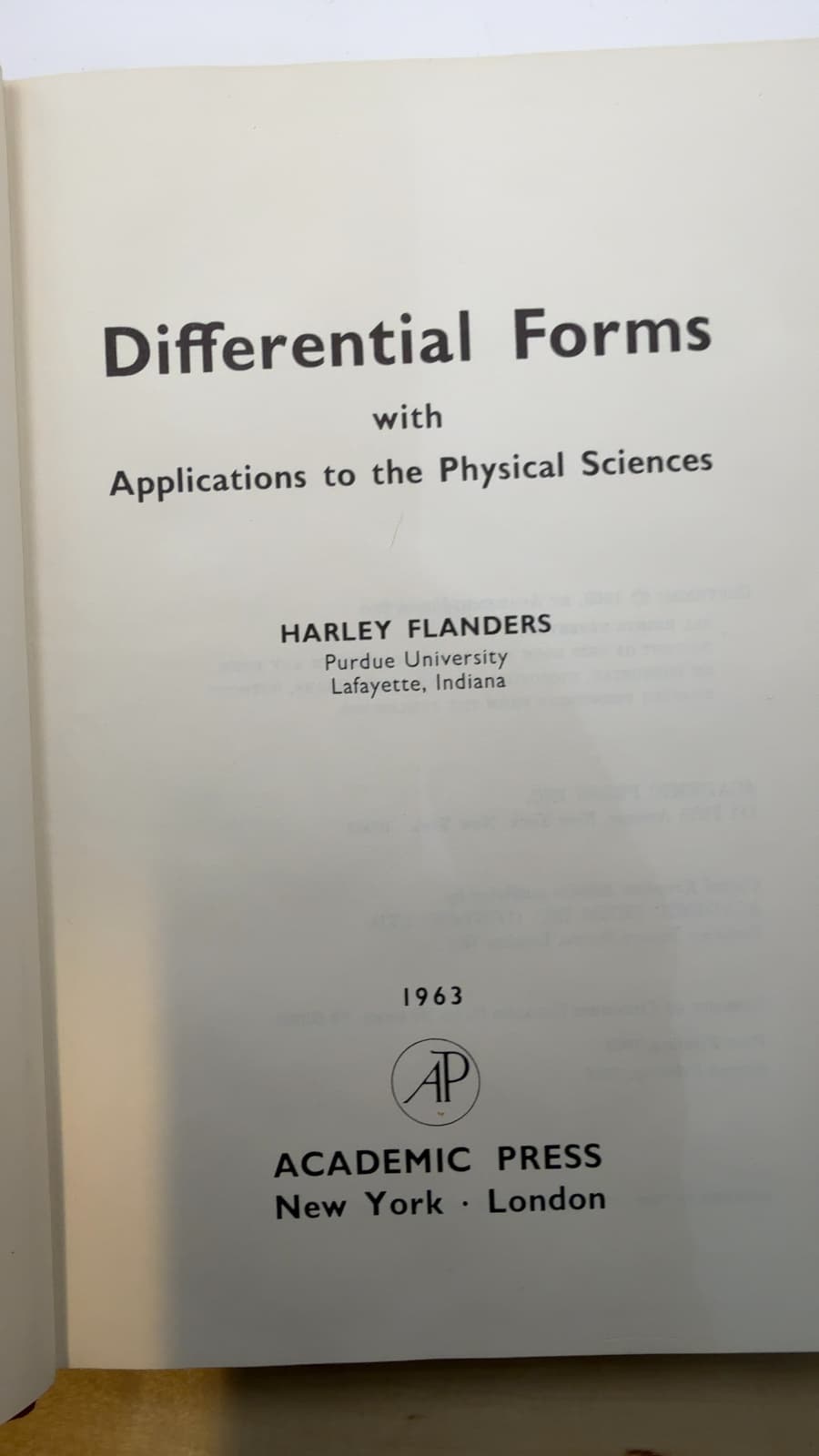 Differential Forms with Applications to the Physical Sciences by Harley Flanders - title page
