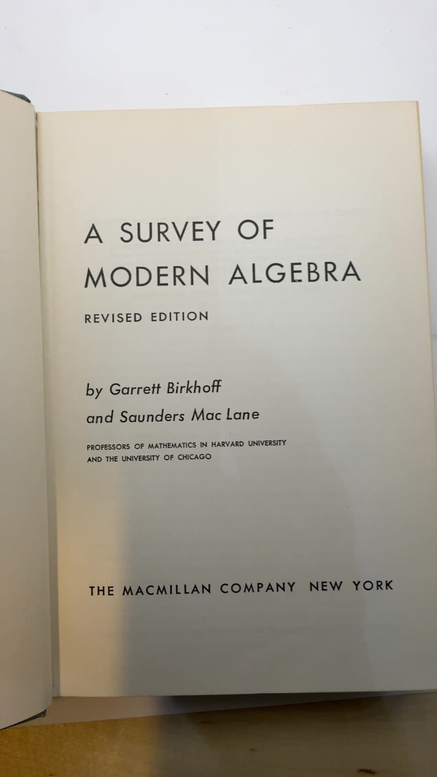 A Survey of Modern Algebra by Garrett Birkhoff and Saunders Mac Lane - title page