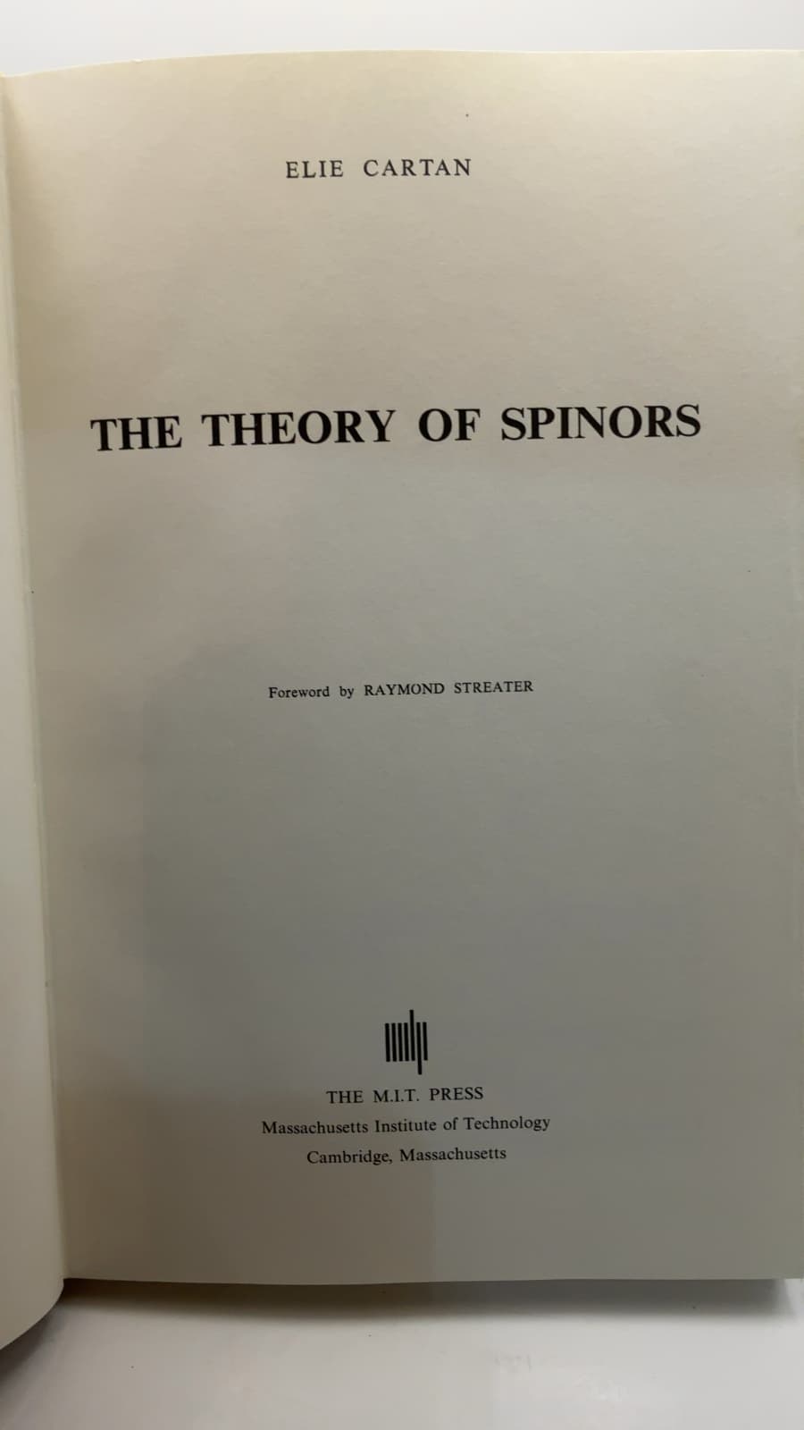 The Theory of Spinors by Elie Cartan - title page