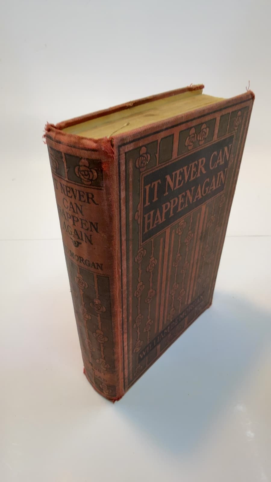 It Never Can Happen Again by William De Morgan - quarter view showing binding condition
