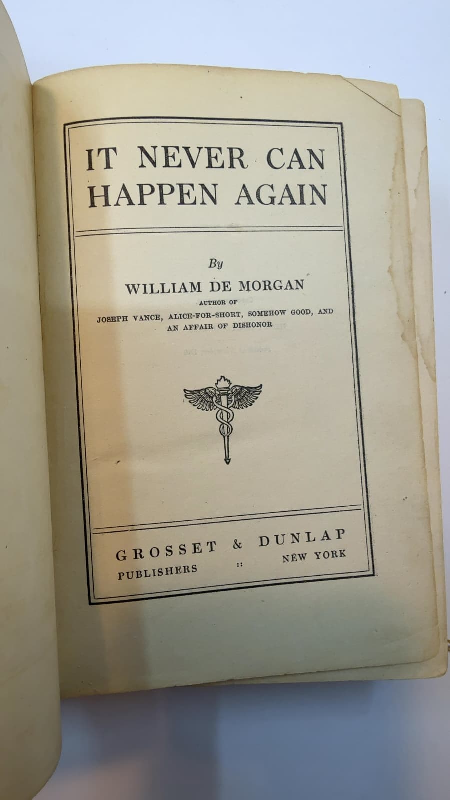 It Never Can Happen Again by William De Morgan - title page
