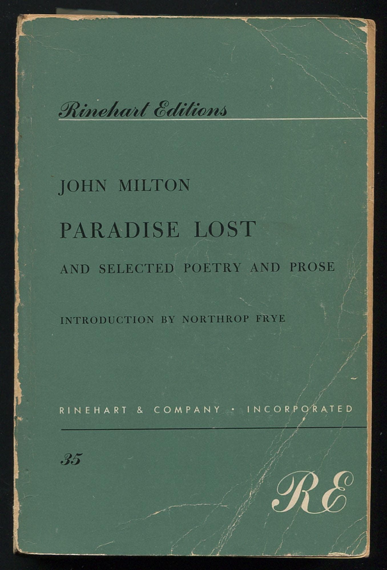 Paradise lost, and selected poetry and prose (Rinehart editions, 35) Milton, John by null