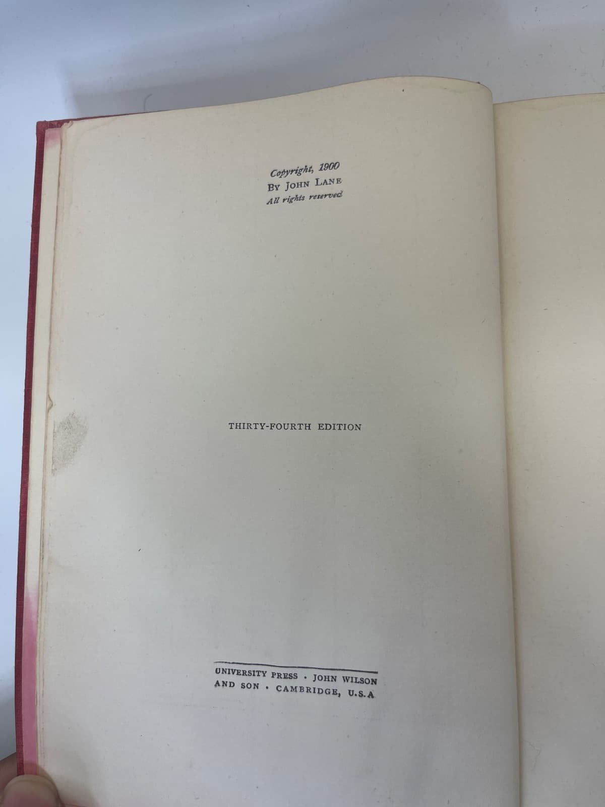 The Cardinal's Snuff-Box by Henry Harland - copyright page showing 1900 details