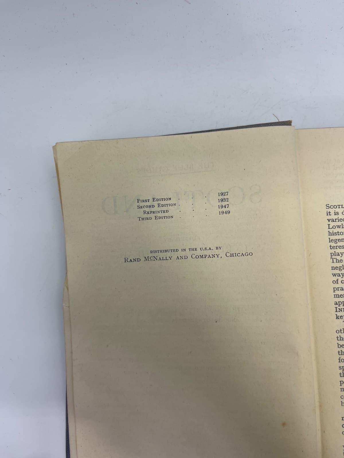 Scotland by L. Russell Muirhead - copyright page showing 1949 details
