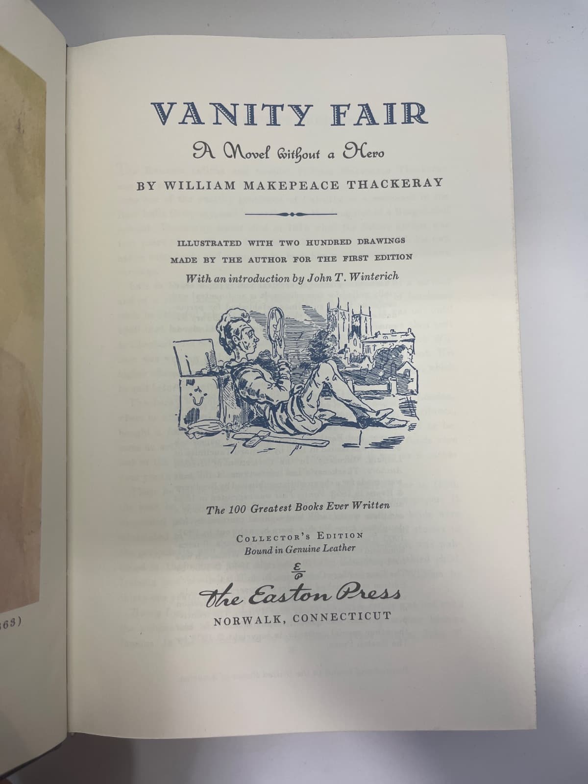 Vanity Fair: A Novel Without a Hero - Easton Press by William Makepeace Thackeray - title page