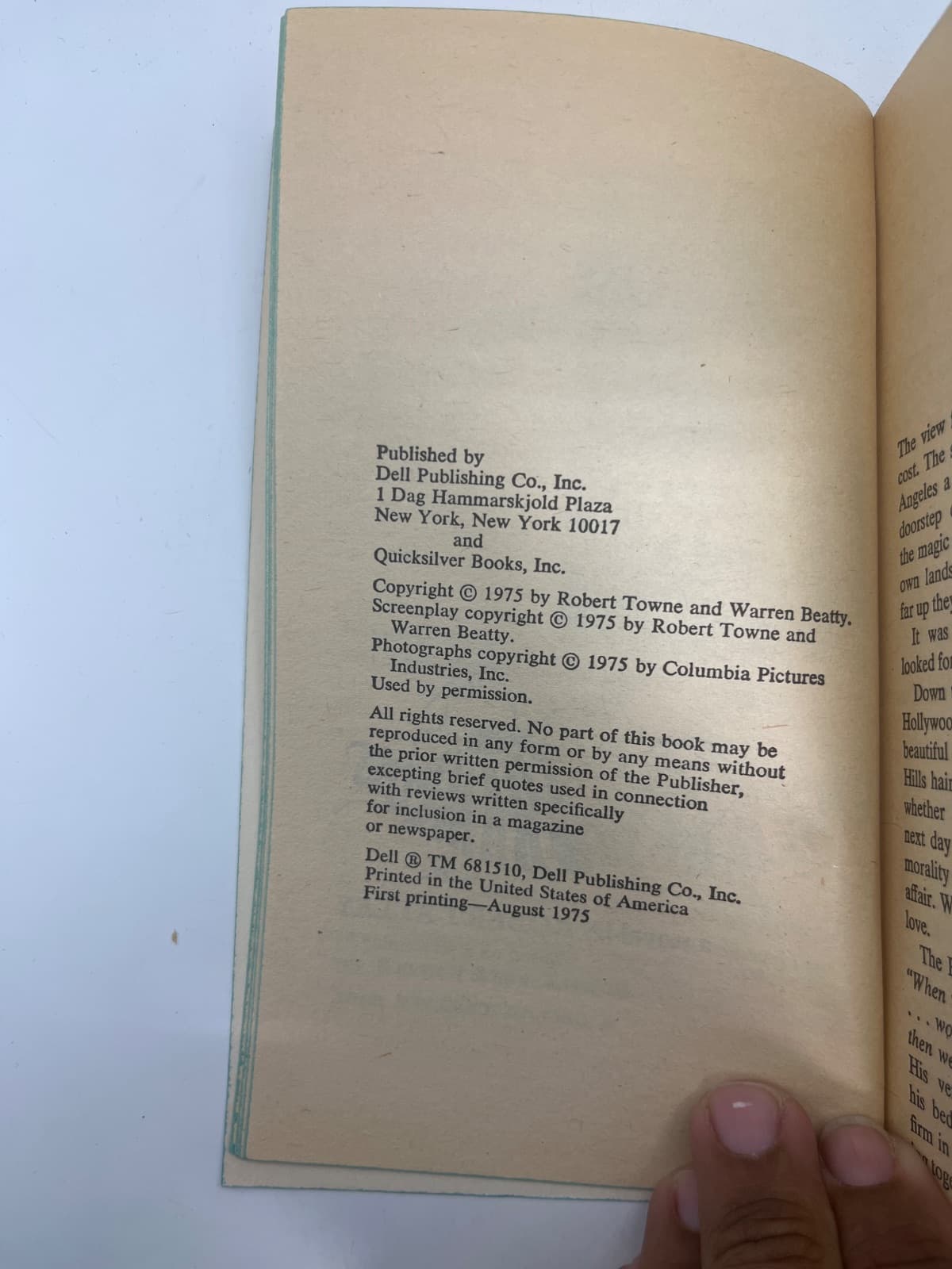 Shampoo by Robert Alley - copyright page showing 1975 details