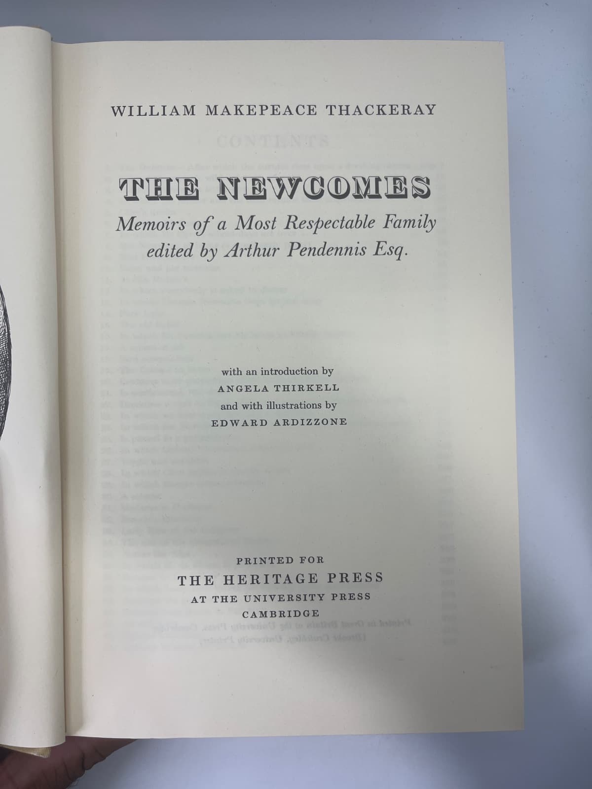 The Newcomes - Heritage Press Centenary HC +Slipcase by William Makepeace Thackeray - title page