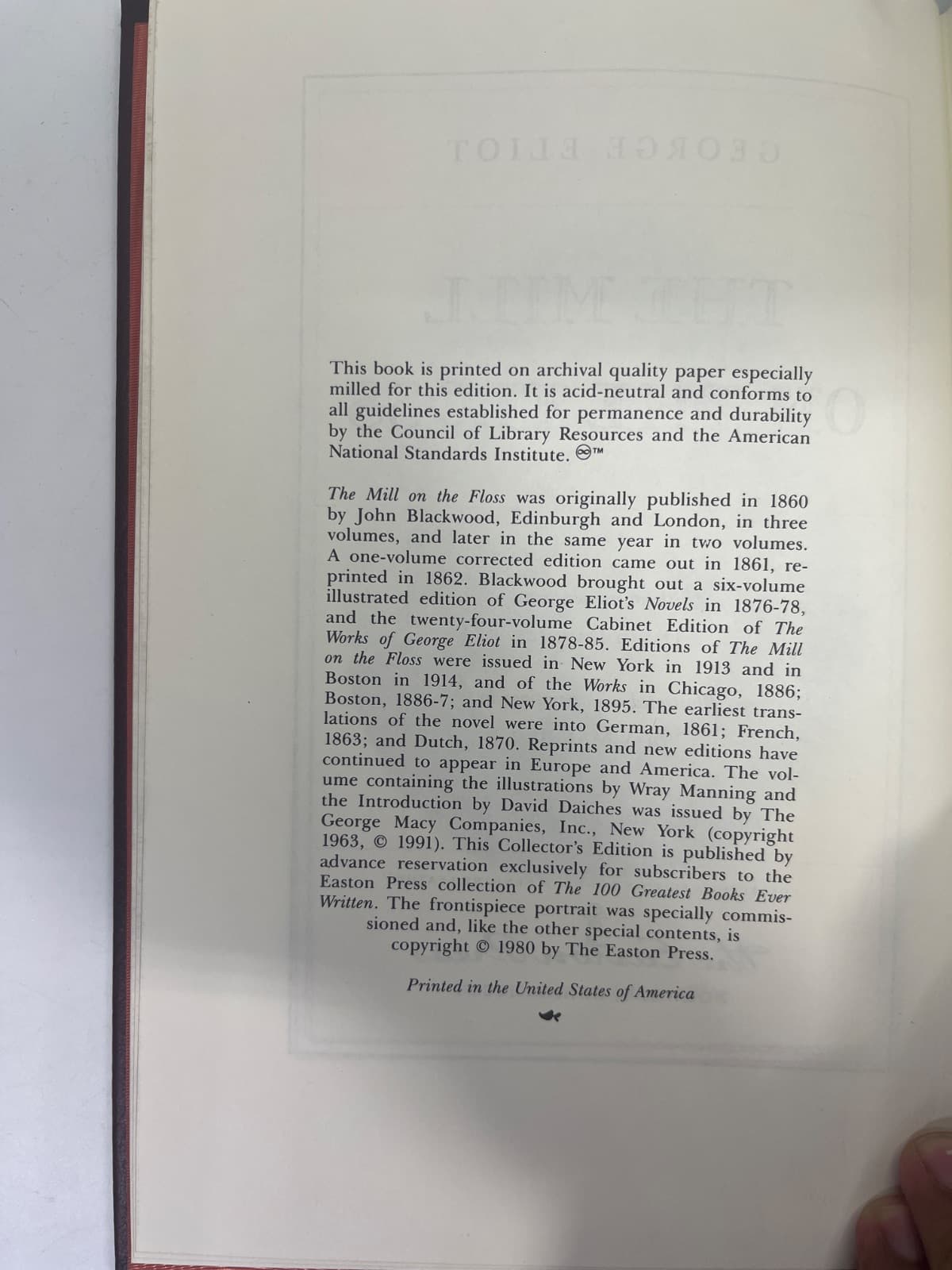 The Mill on the Floss - Easton Press - DAMAGE by George Eliot - additional view