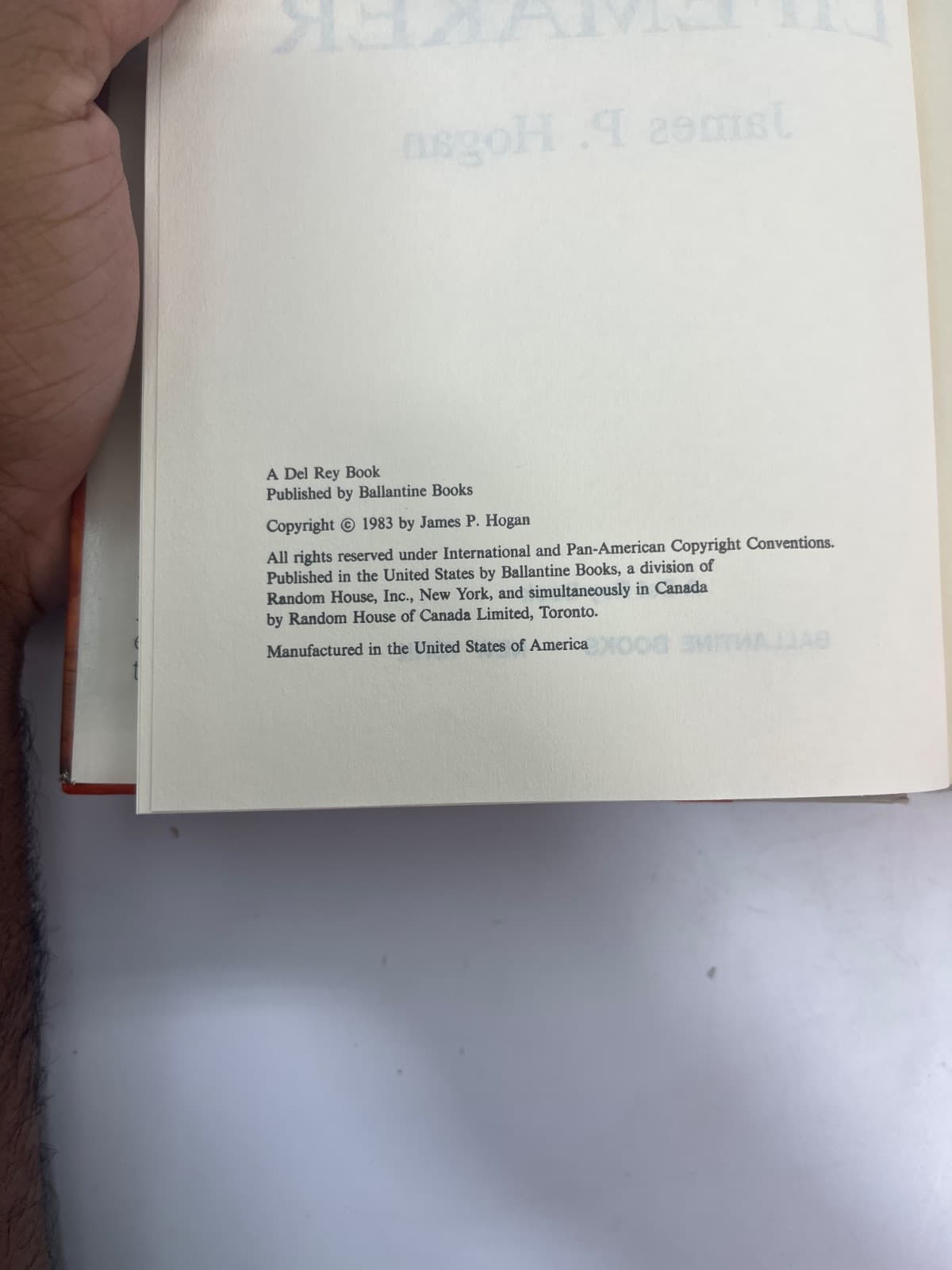 Code of the Lifemaker by James P. Hogan - copyright page showing 1983 details