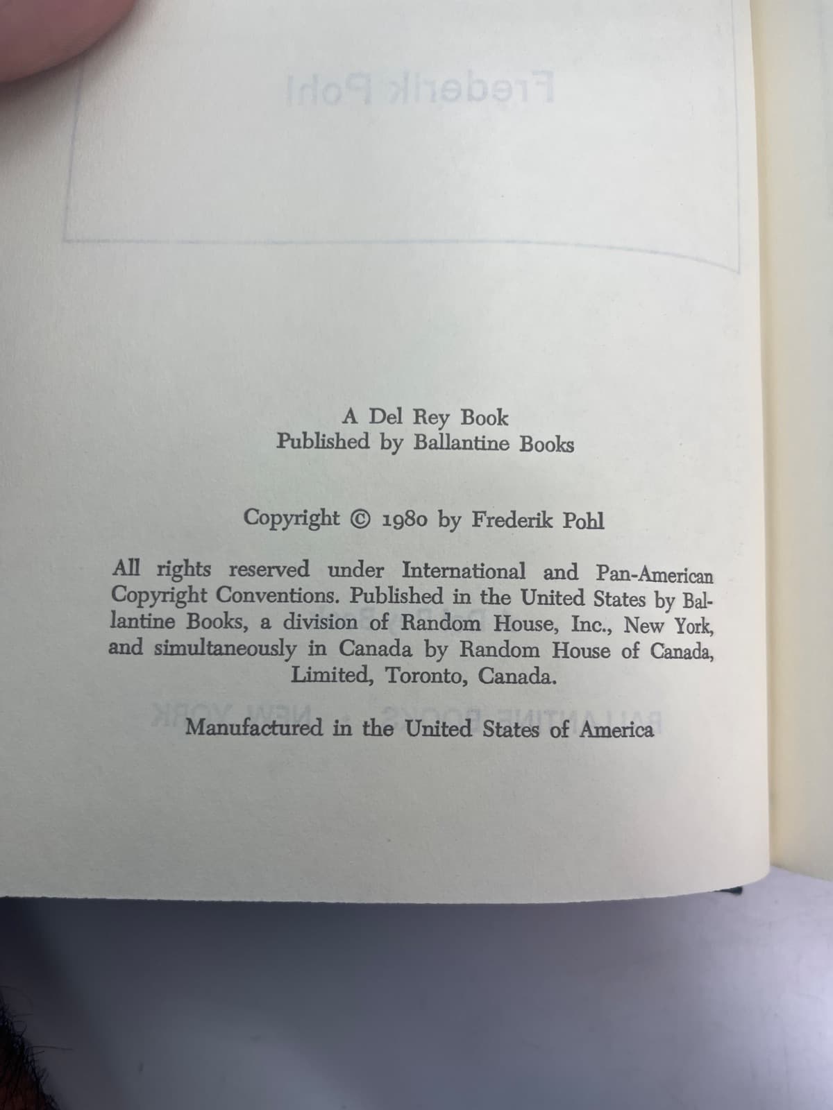 Beyond the Blue Event Horizon by Frederik Pohl - copyright page showing 1980 details