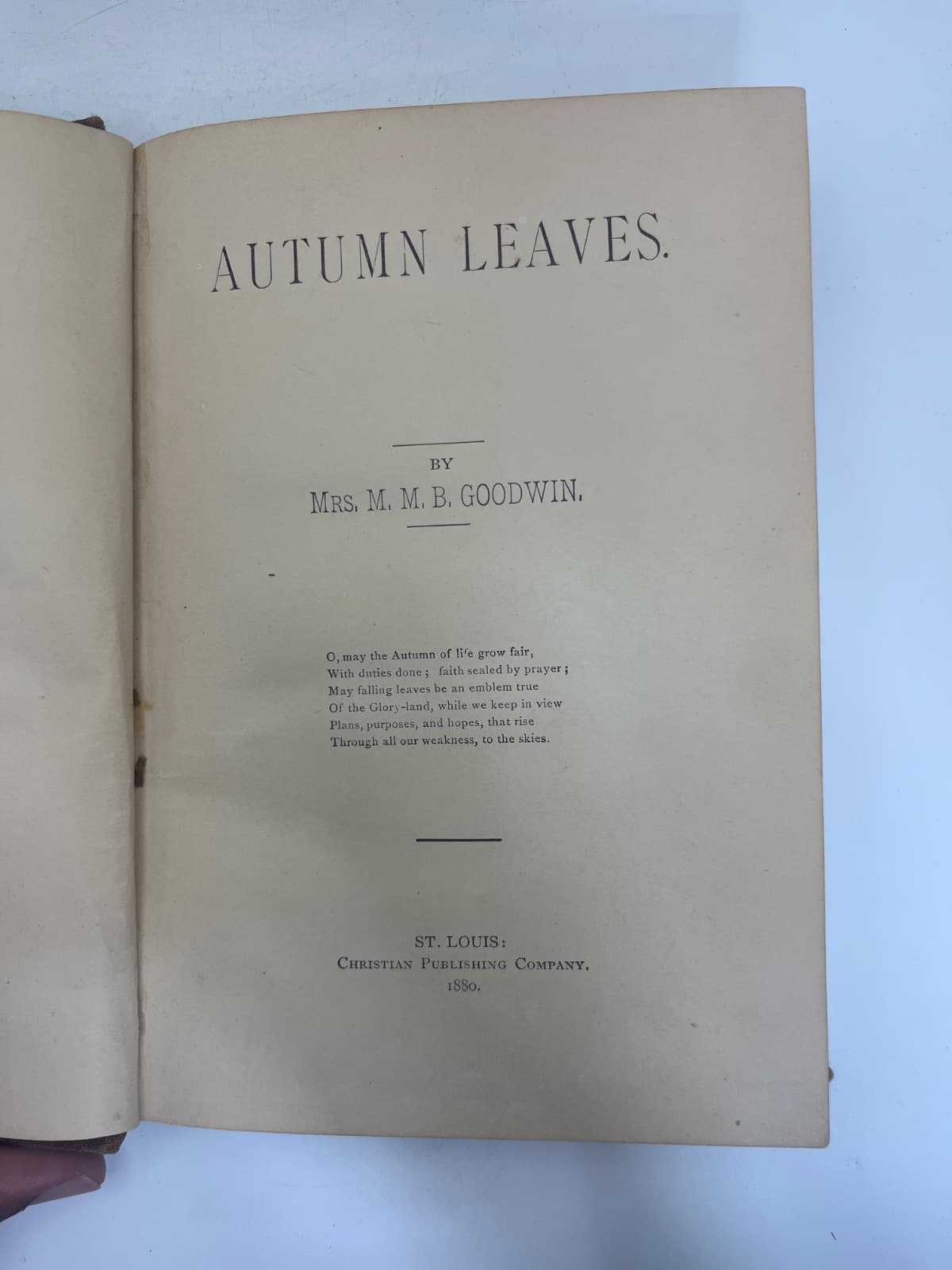 Autumn Leaves - 1880 - Antique Book on Poetry by Mrs. M. M. B. Goodwin - title page
