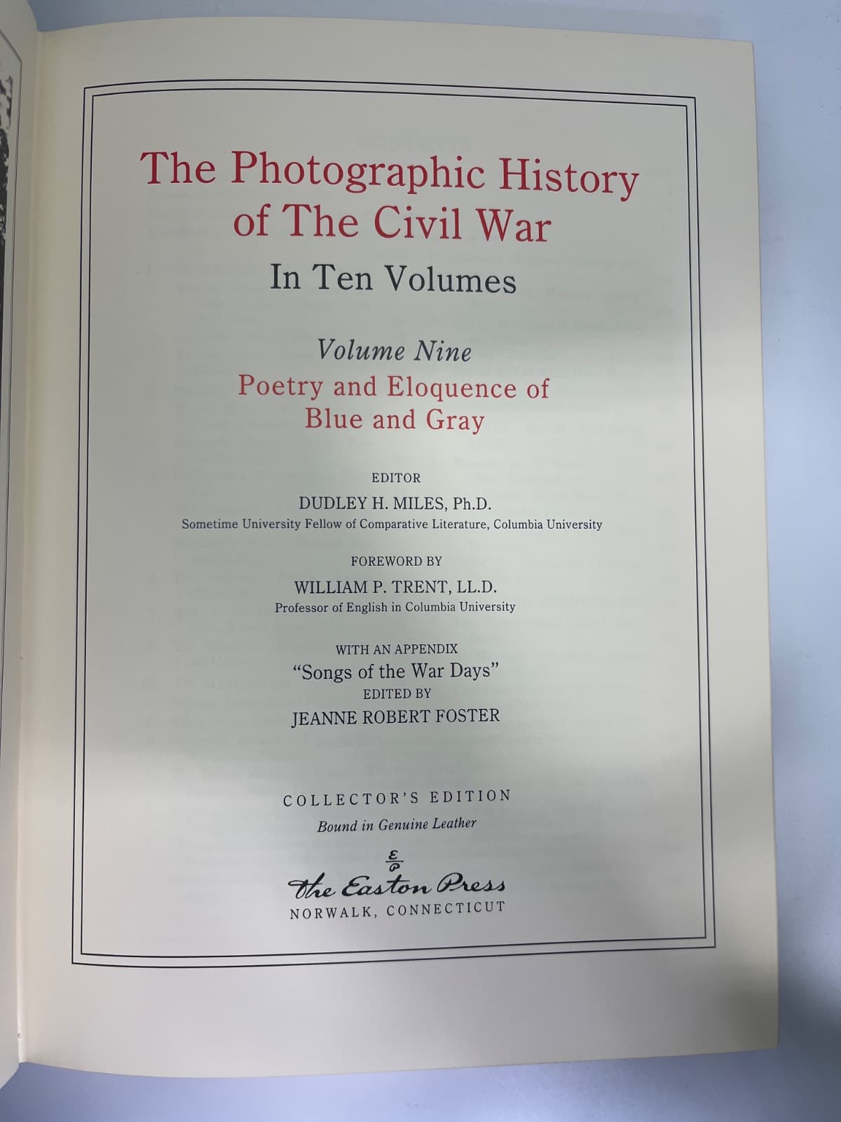 The Photographic History of The Civil War: Vol 9 - Poetry and Eloquence - Easton Press by Various - additional view