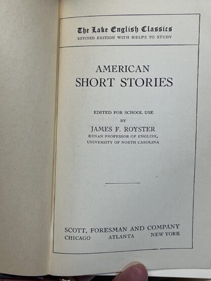 American Short Stories - Lake English Classics [Hardcover] Edited by James F. Royster - Image 3