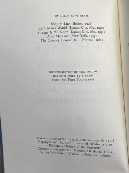The Odes of Horace [Hardcover] Helen Rowe Henze - Image 4