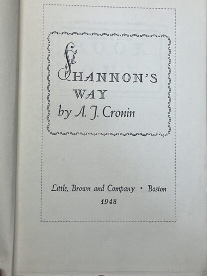Shannon's Way [Hardcover] A. J. Cronin - Image 3