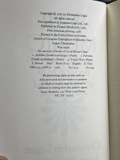 War Music [Hardcover] Christopher Logue - Image 3