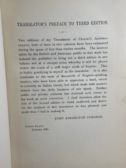 The Life of Benvenuto Cellini [hardcover] John Addington Symonds - Image 4