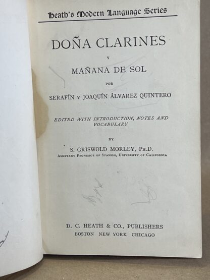 Doña Clarines [hardcover] Serafín y Joaquín Álvarez Quintero - Image 3