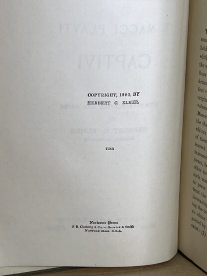 Captivi of Plautus [hardcover] Herbert C. Elmer - Image 4
