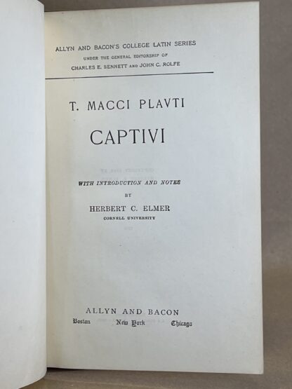 Captivi of Plautus [hardcover] Herbert C. Elmer - Image 3