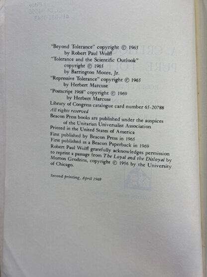 A Critique of Pure Tolerance Wolff, Robert Paul - Image 4
