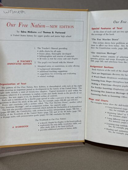 Our Free Nation Teacher's Edition [Hardcover] Edna McGuire 1961 Textbook - Image 6