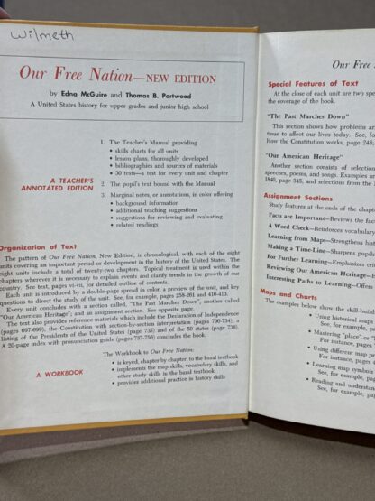 Our Free Nation Teacher's Edition [Hardcover] Edna McGuire 1961 Textbook - Image 6