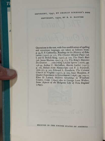 The Church of Our Fathers [Hardcover] Roland H. Bainton 1950 - Image 3