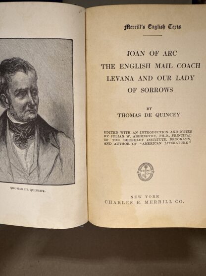 Joan of Arc and The English Mail Coach [Hardcover] Thomas De Quincey 1906 - Image 2