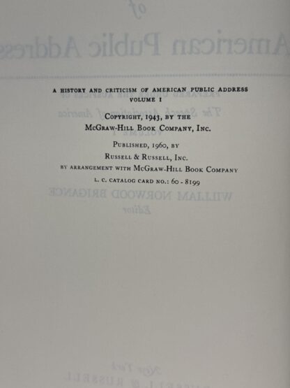 A History and Criticism of American Public Address, Volume I [Hardcover] 1960 - Image 3